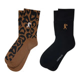 Karen Walker Leopard Socks 2 Pack Tan/Black