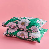 Tumbling Flowers Green Silk Pillowcase 1P Single by Kip and Co