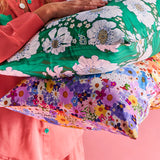 Tumbling Flowers Green Silk Pillowcase 1P Single by Kip and Co