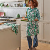Tumbling Flowers Green Linen Apron One Size by Kip and Co