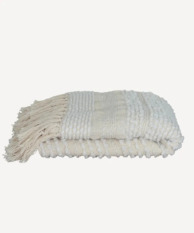 Off White Textured Throw by French Country