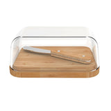 PEBBLY GLASS BUTTERDISH AND SPREADER SET NATURAL