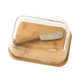 PEBBLY GLASS BUTTERDISH AND SPREADER SET NATURAL