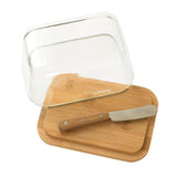 PEBBLY GLASS BUTTERDISH AND SPREADER SET NATURAL