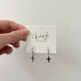 Silver Cross Hoop Earrings by Katyb Jewellery