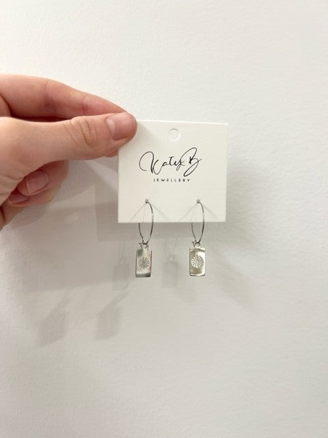 Silver Daisy Hoop Earrings by Katyb Jewellery