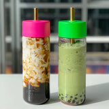 25oz Jumbo Straw Lid Bottle Neon Yellow