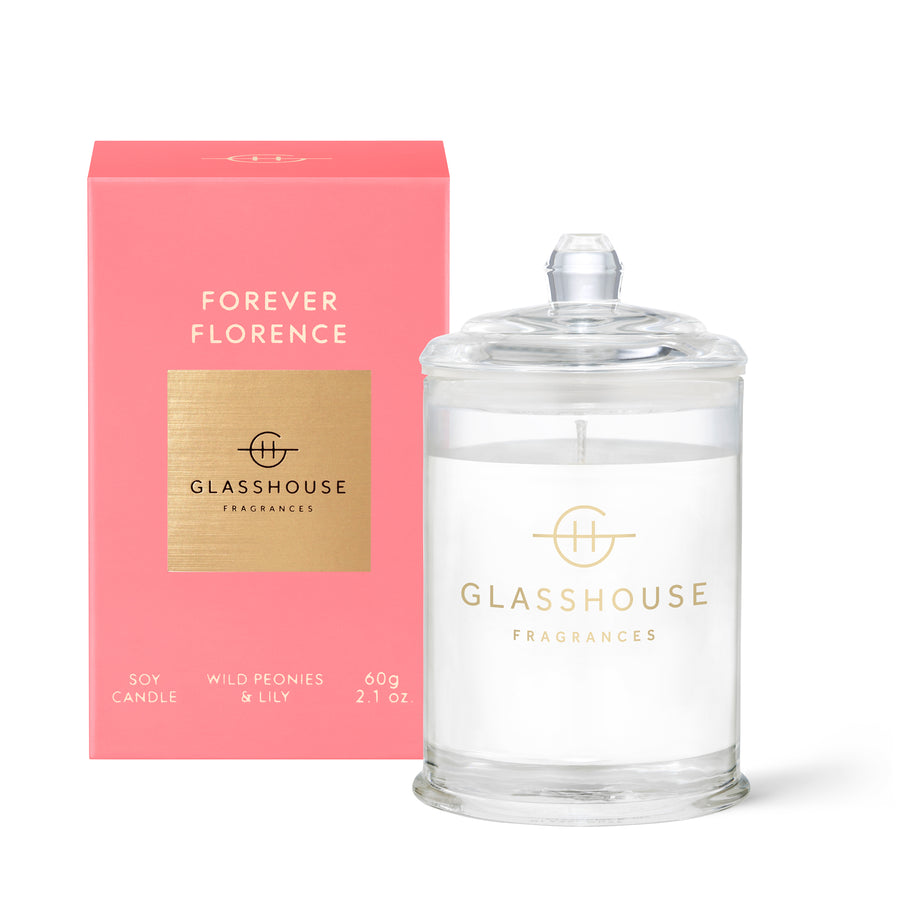 Glasshouse Fragrances 60g Forever Florence Wild Peonies and Lily Candle