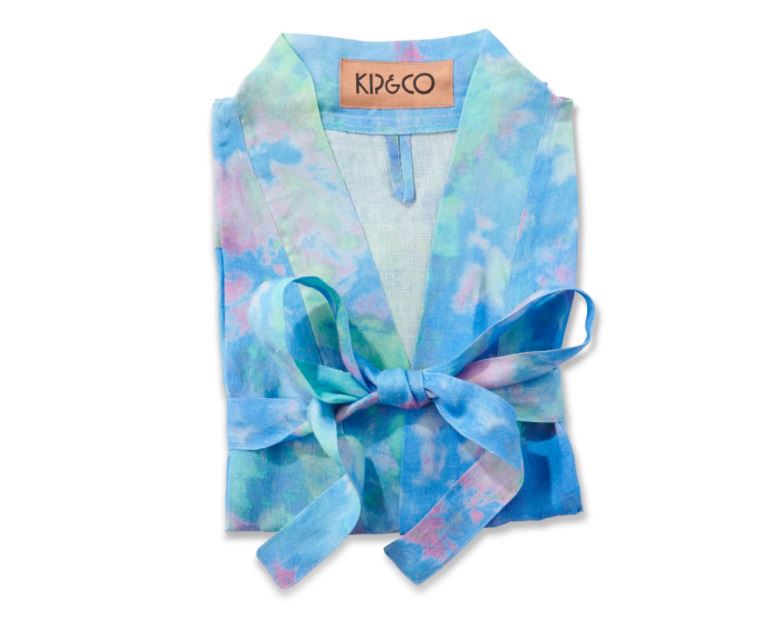 PEACE LOVE and TIE DYE LINEN BATH ROBE- ONE SIZE
