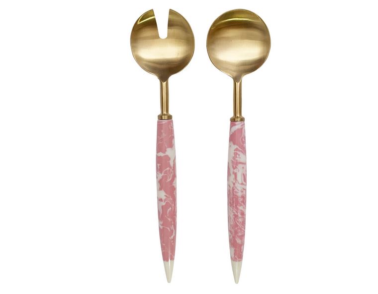 PINK MARBLE SALAD SERVERS