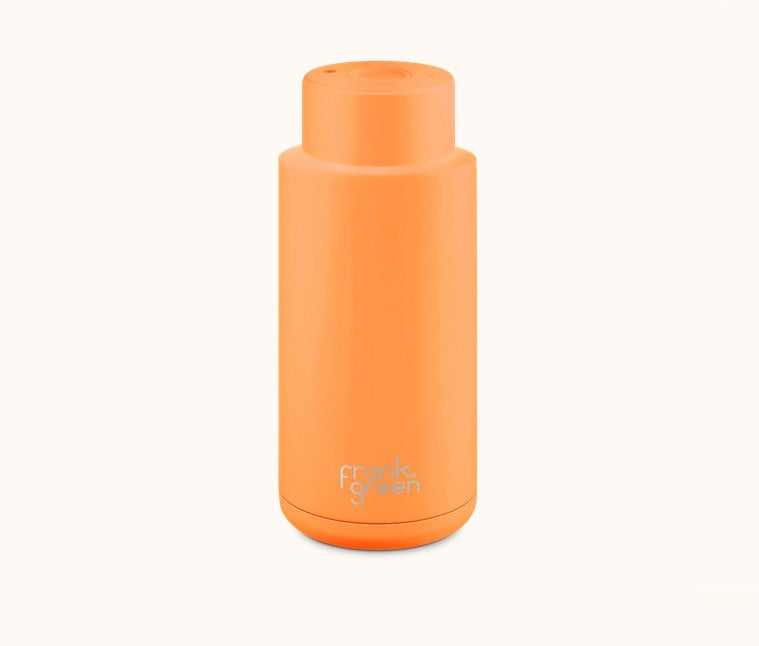 Ceramic 34oz Reusable Bottle Neon Orange