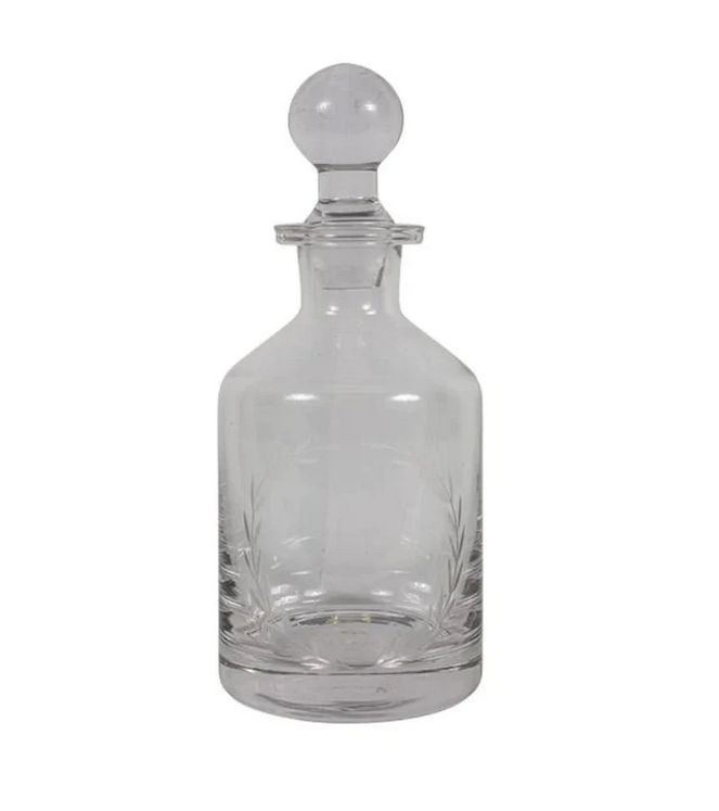 WREATH ETCHED GLASS DECANTER