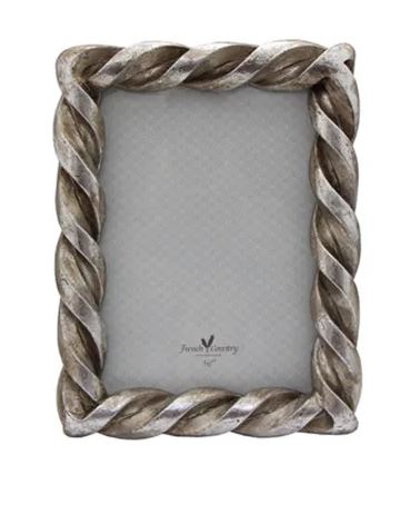 ROPE RECTANGLE PEWTER 5X7