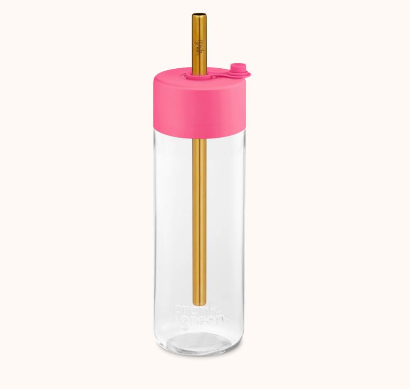 25oz Jumbo Straw Lid Bottle Neon Pink