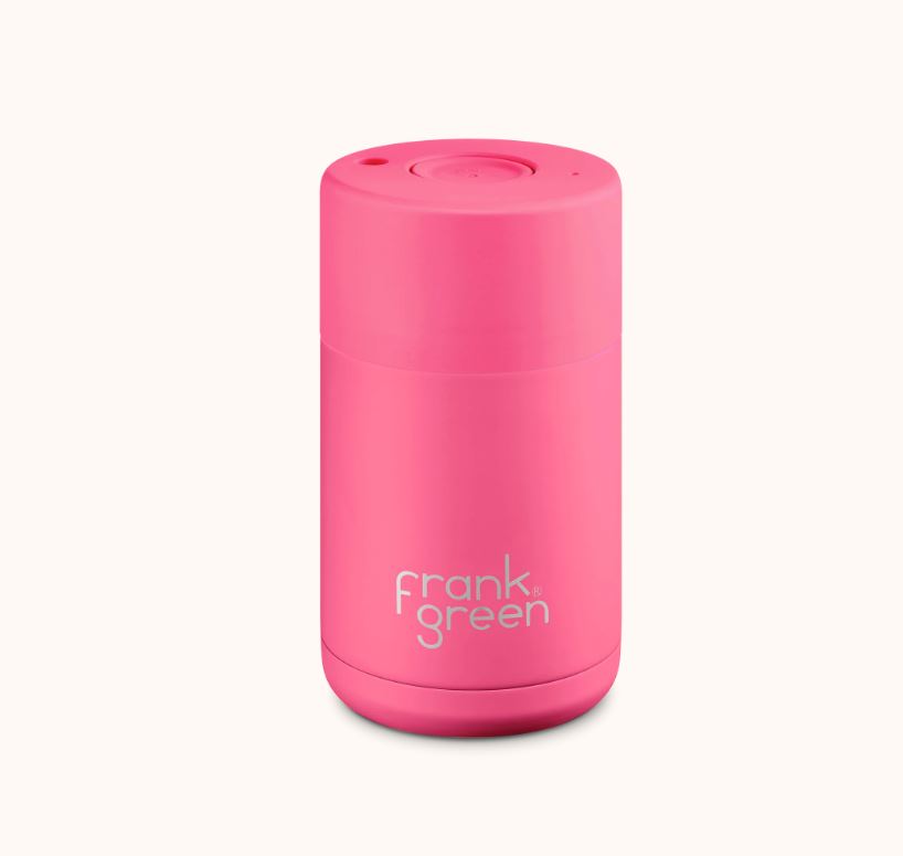 Ceramic Reusable 10oz Coffee Cup Neon Pink