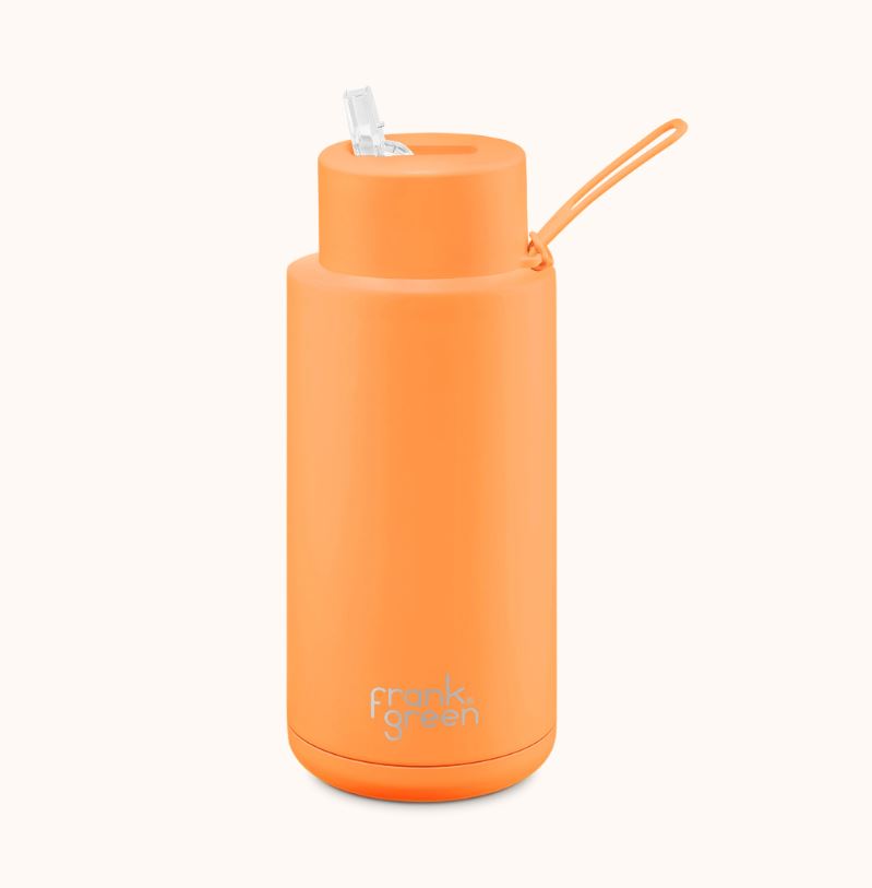 Ceramic 34oz Reusable Bottle Neon Orange
